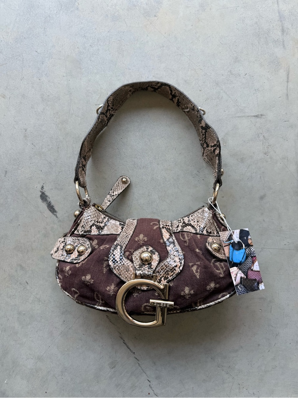 rare guess monogram snakeskin mini bag